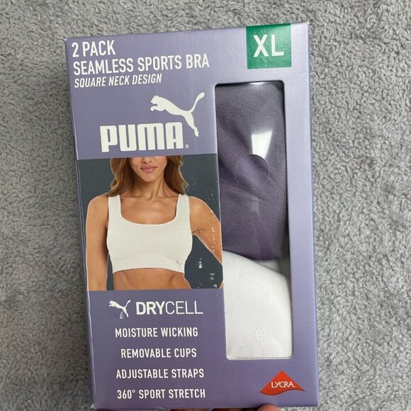 NEW Puma Women's XL 2 Pack Seamless Sports Bra Drycell Moisture Wicking - Picture 1 of 5